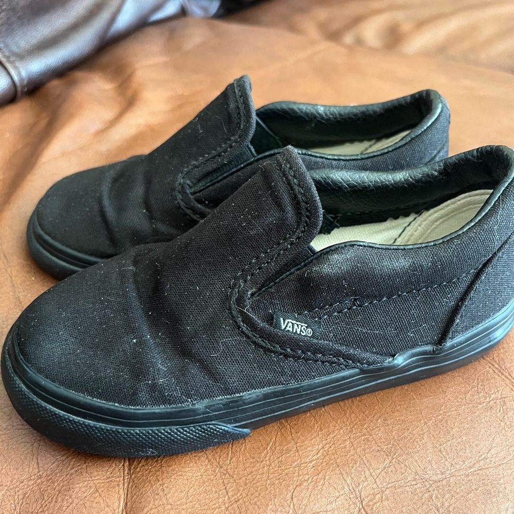 Vans Kids Black Canvas Slip-On Sneakers